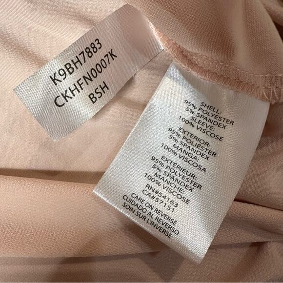 Calvin Klein Women’s Lace Bell Sleeve V-Neck Blouse Blush Pink Size Large L EUC - Picture 4 of 7